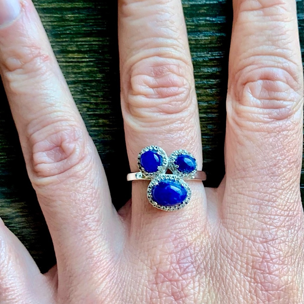 1.98 CT BLUE AVENTURINE BRILLIANT DIAMONDS DESIGNER RING